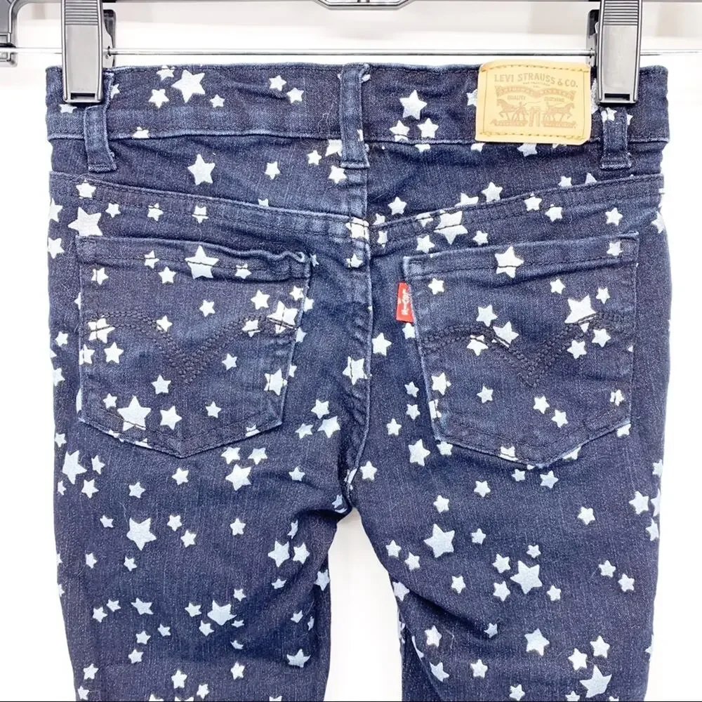 Levi’s 710 Super Skinny Glitter Star Print Girls Jeans Size 5/6